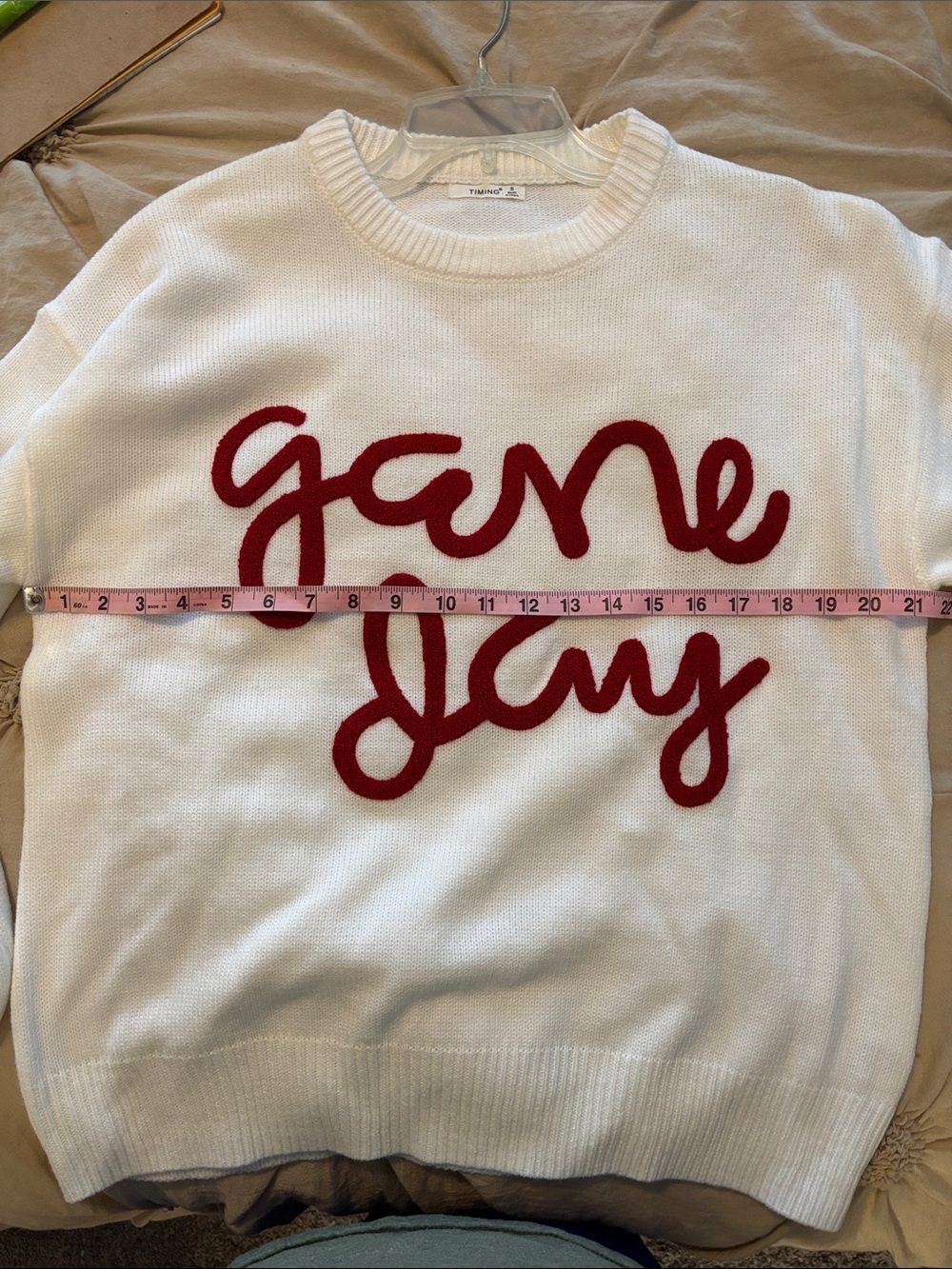 White Crewneck ‘Game Day’ Sweater with Red Script Logo - - Picture 5 of 6